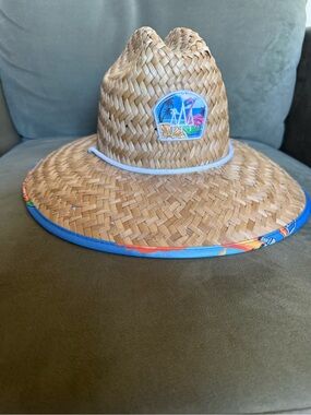 Hemlock Hat Co. Straw Lifeguard Sun Hat Tropical Flamingo Print One Size